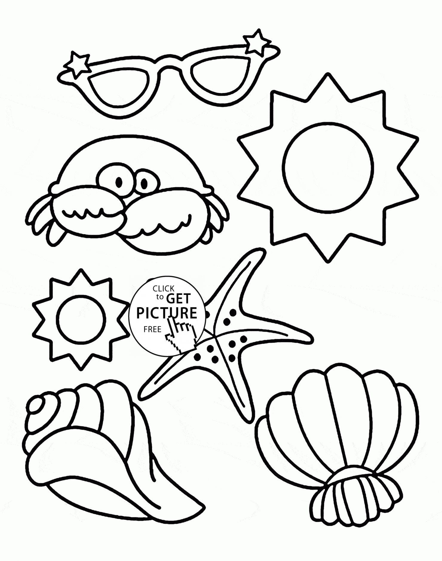 Beach in Summer coloring page for kids, seasons coloring pages ...