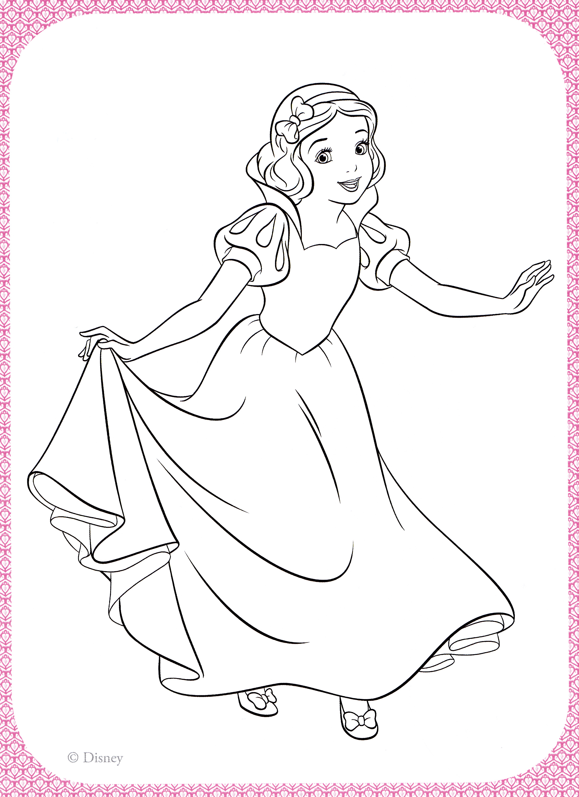 Walt Disney Coloring Pages Princess Snow White Dancing Alone ...