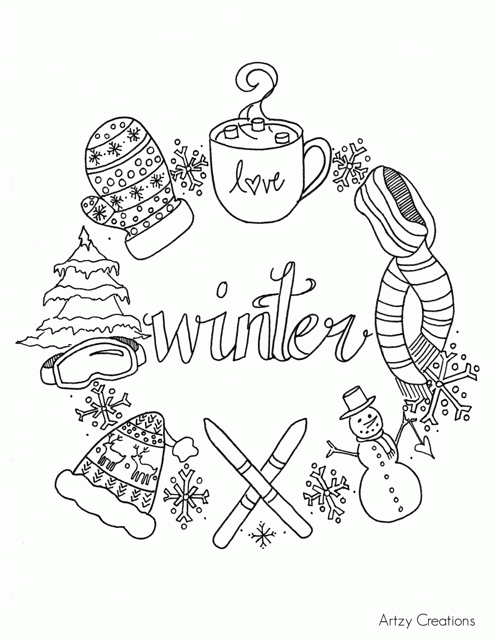 Free Printable Winter Scene Coloring Pages Disney Winter Coloring ...