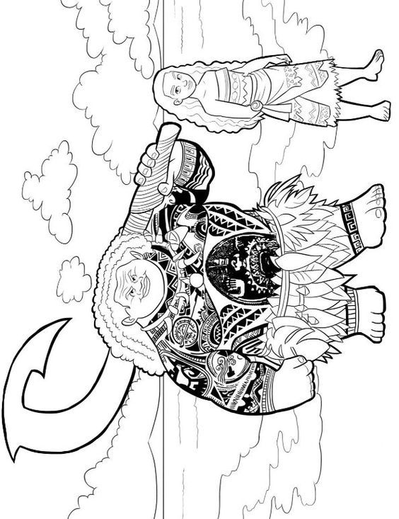 coloring page Moana and Maui | Coloring pages | Pinterest | Maui ...