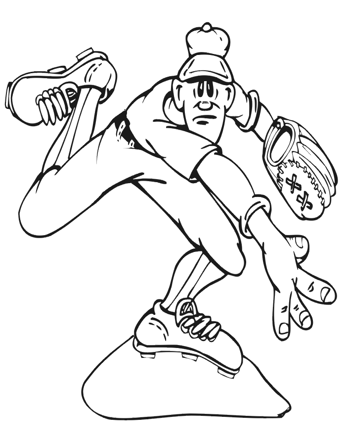 Printable Baseball Pitcher Coloring Page | Just Finish the Pitch