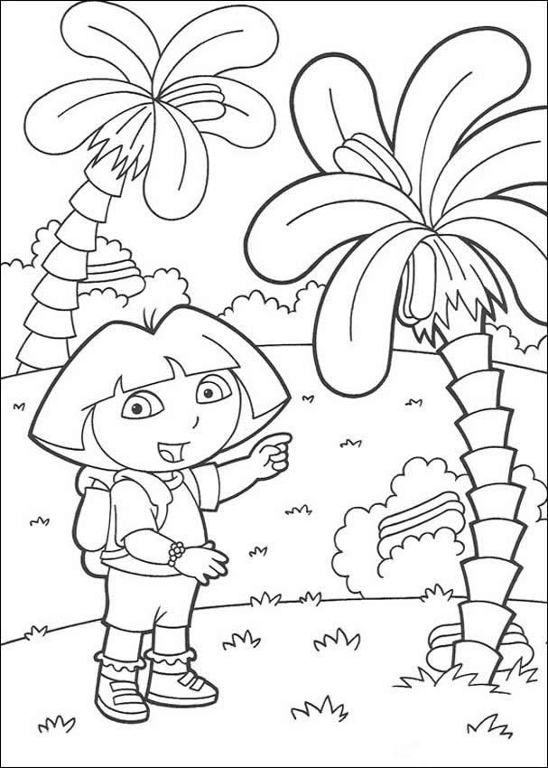 DORA THE EXPLORER coloring pages - Dora with palm trees