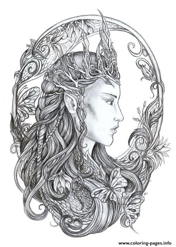 Print hd difficult fairie adult Coloring pages