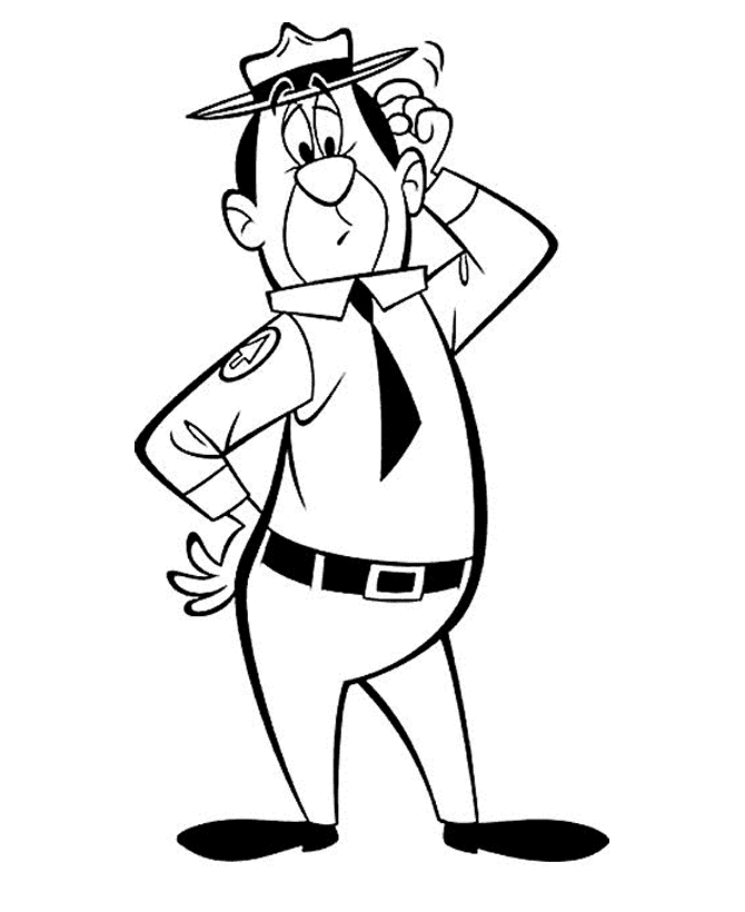 Yogi Bear Coloring Pages - Ranger Smith is confused- Free