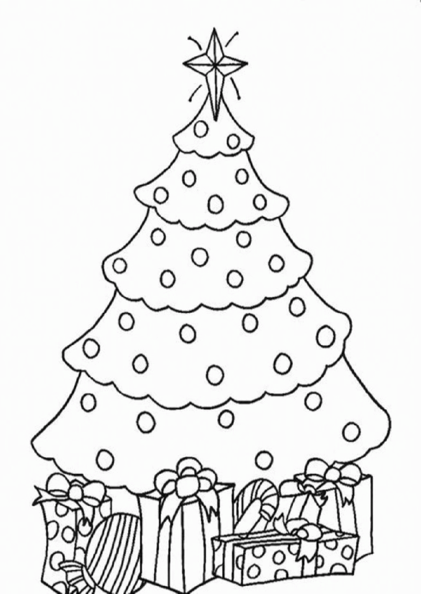 Christmas Tree With Presents Coloring Pages - Coloring Page