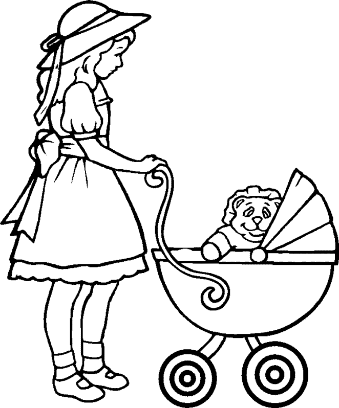 baby carriage coloring page - Clip Art Library