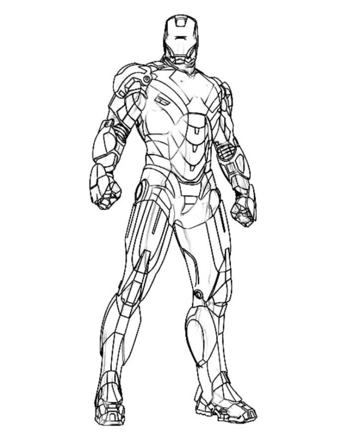 Standing Still Iron Man Coloring Pages - Superheroes Coloring