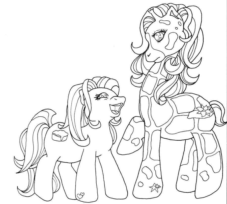 MLP Giraffe and Pony Lineart by