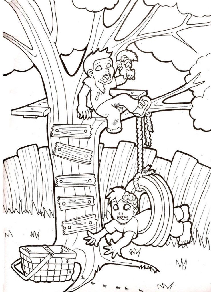 Zombie Babies Swing Coloring Pages : New Coloring Pages