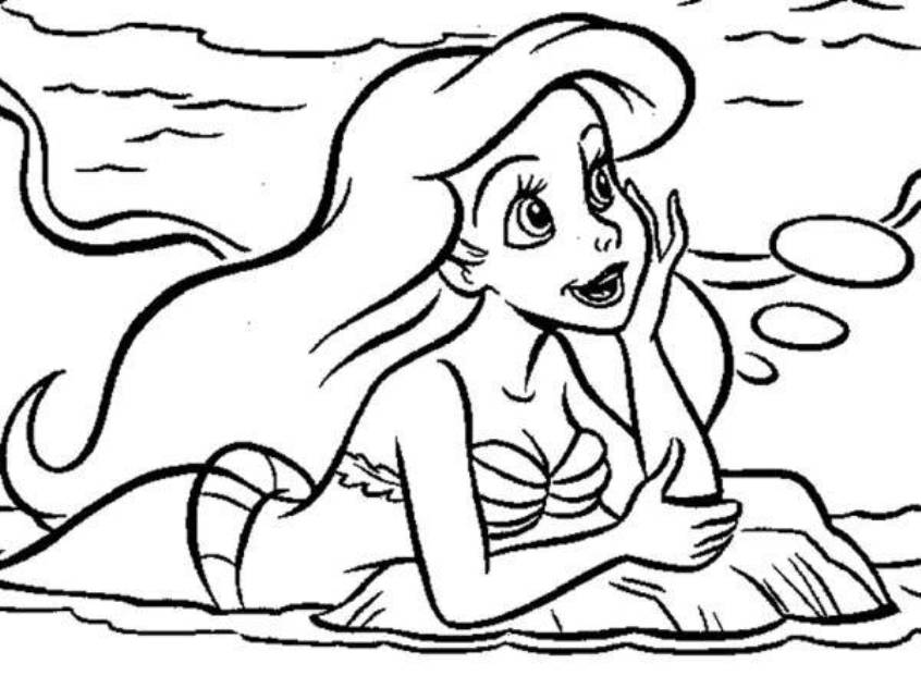 Download Ariel Daydreaming Little Mermaid Disney Coloring Pages Or