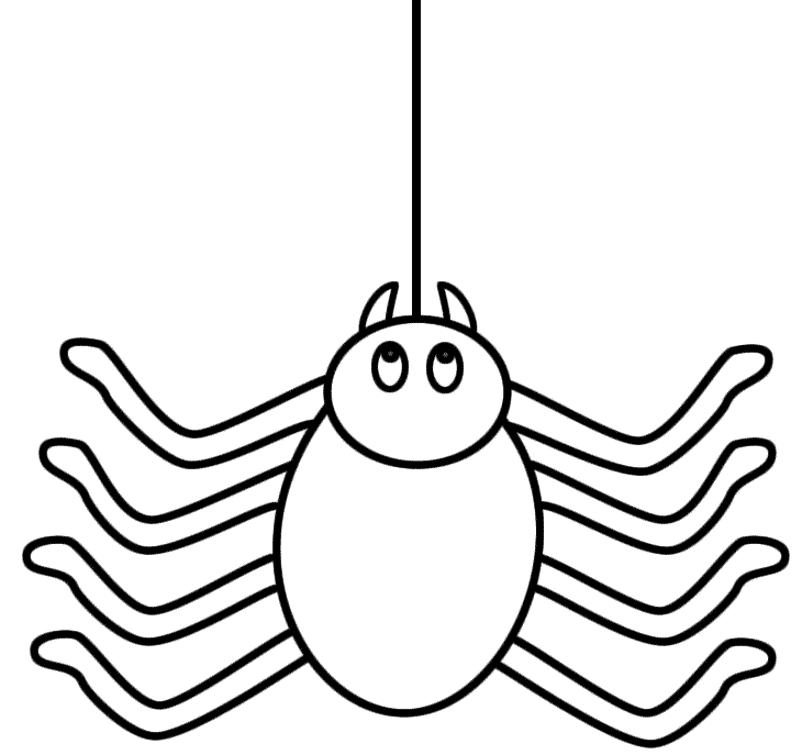Spider climbing up a thread - Coloring Page (