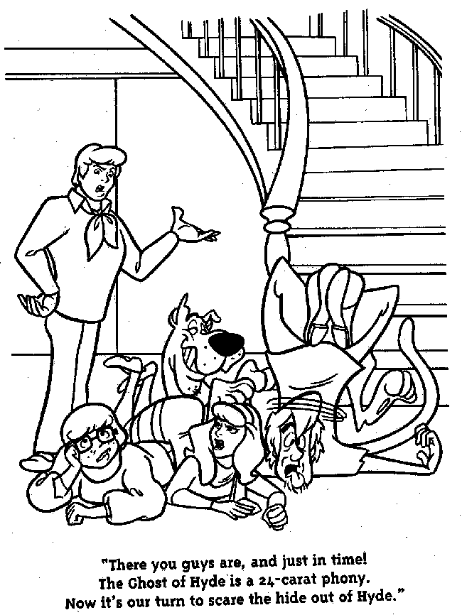 The Gang on Steps Scooby Doo Coloring Pages
