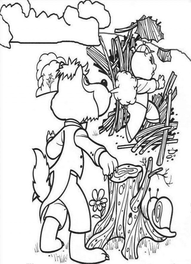 Three Little Pigs In Wood Coloring Page Coloringplus 188725 Three