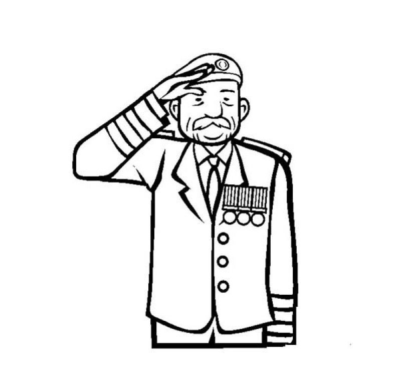 A Veteran Giving Salute On Veterans Day Coloring Page - Kids