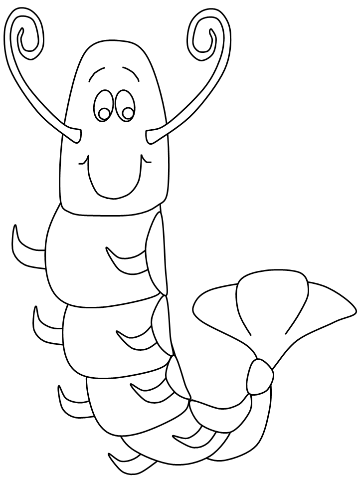 Printable Ocean Shrimp Animals Coloring Pages 