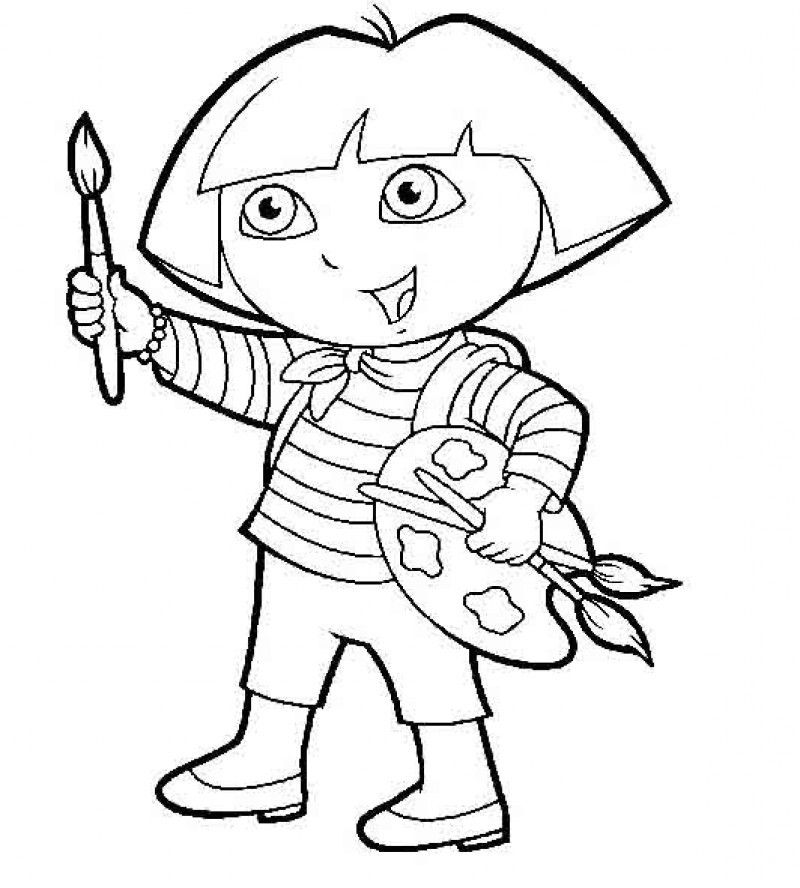 Dora Like To Paint Coloring Page - Kids Colouring Pages