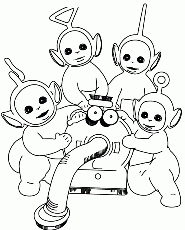 Teletubbies Care Vacuum Cleaner Coloring Page - Teletubbies