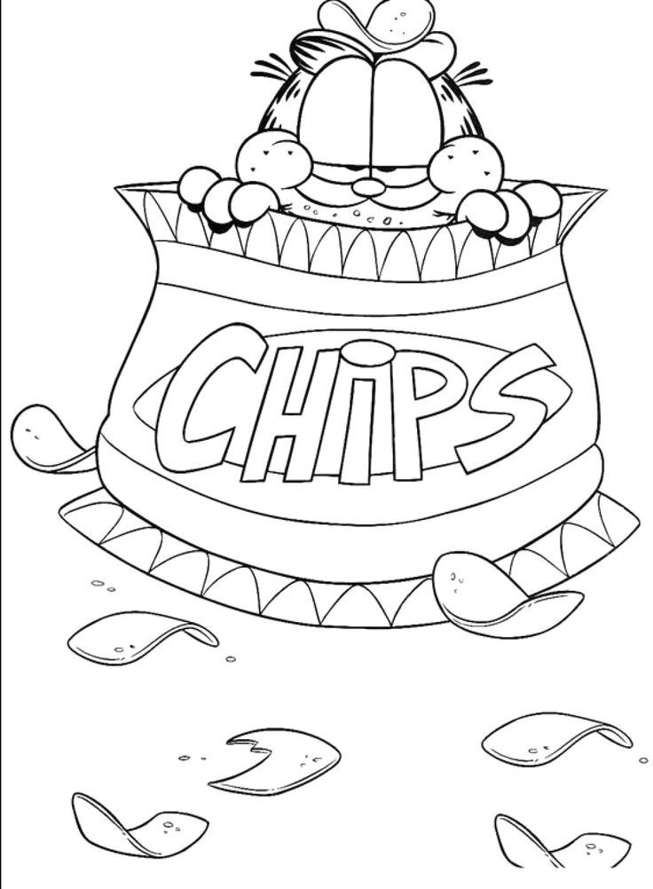 Garfield Chips Coloring Page | Cartoon -Garfield