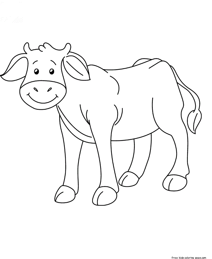 Printable farm animal Baby cow Coloring page for kids - Free