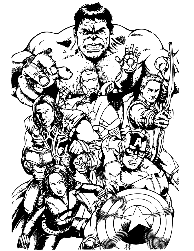 Awesome Avengers Team Coloring Page | Free Printable Coloring Pages