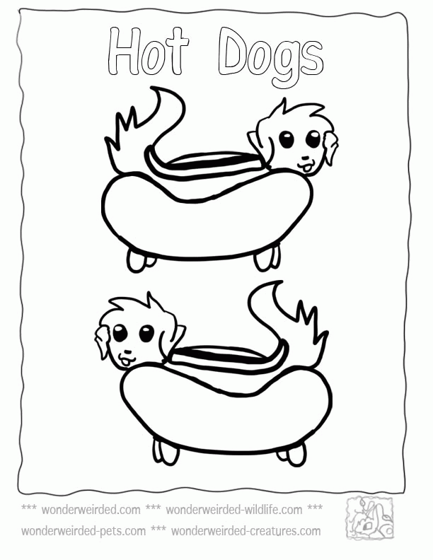 Food Coloring Pages Cartoon Hot Dog, Echo