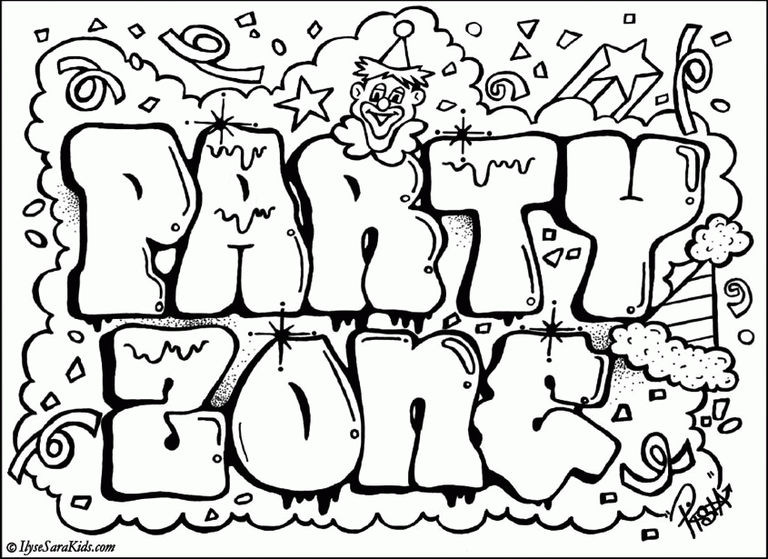 graffiti coloring party zone / graffiti alphabet letters , fonts