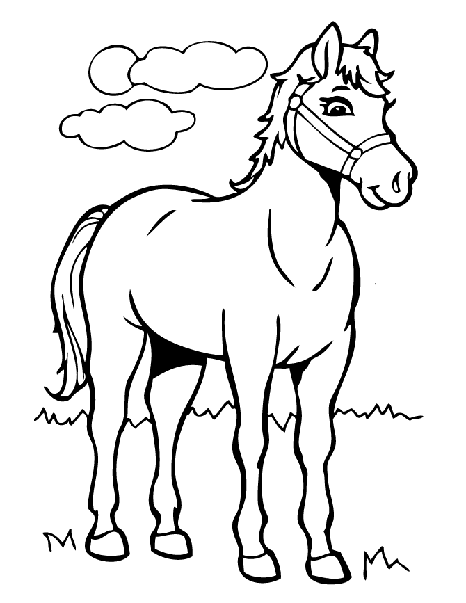 Cute Cartoon Horse Coloring Page | Free Printable Coloring Pages