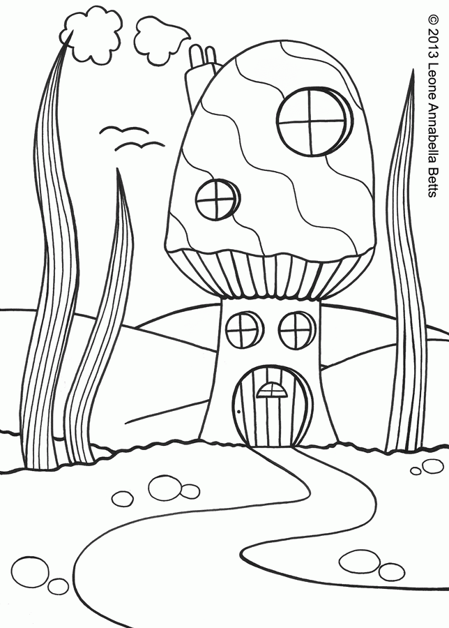 toadstool house Colouring Pages