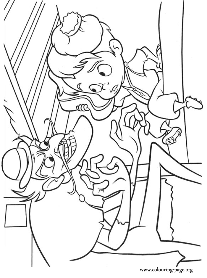Meet the Robinsons - Bowler Hat Guy and young Goob coloring page