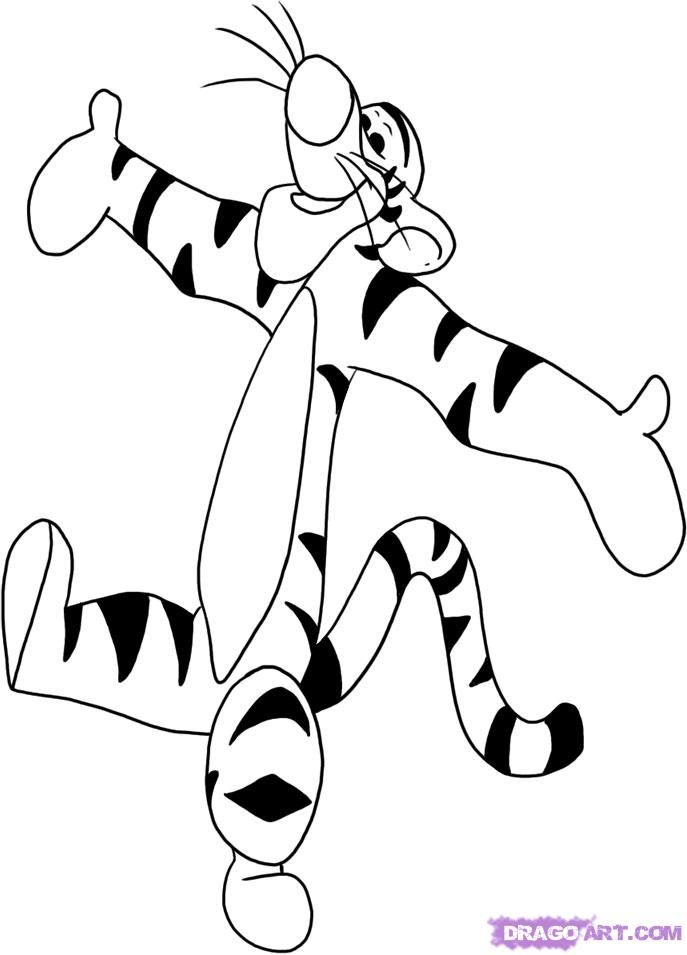 How to Draw Tigger, Step by Step, Disney Characters, Cartoons