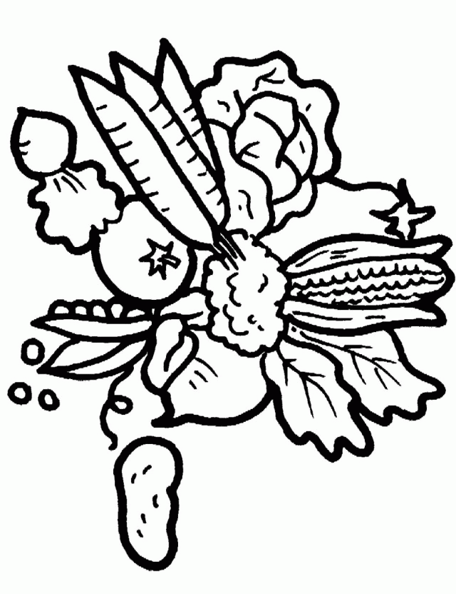 Vegetables With Fruit Healthy Food Coloring Pages Vegetable 136174