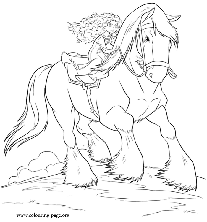 Brave - Merida and Angus - Brave movie coloring page