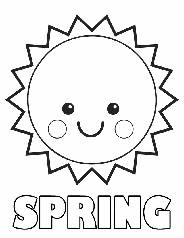 printable coloring pages of smiley spring sun for kids - Coloring