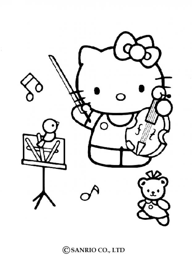HELLO KITTY coloring pages - Hello Kitty playing the violin
