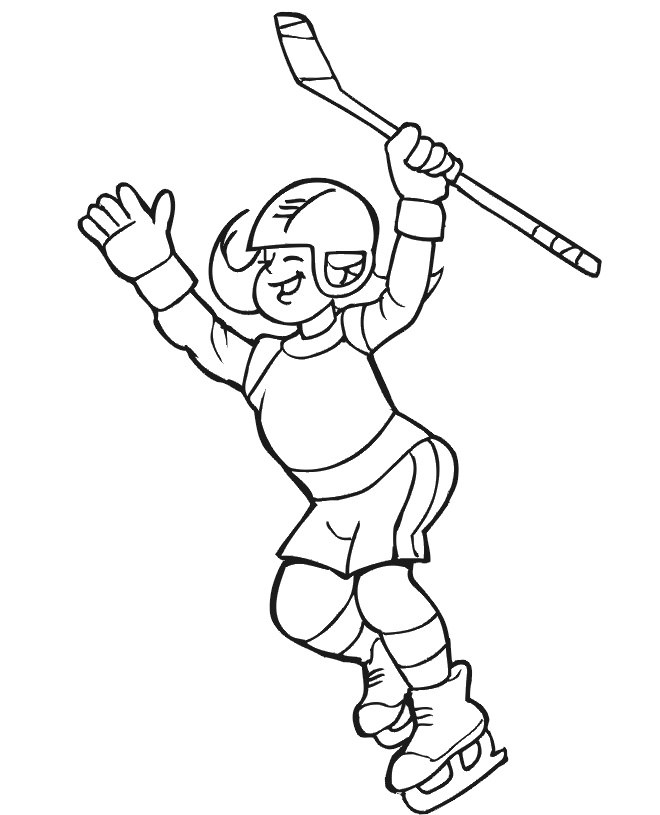 girl hockey player Colouring Pages