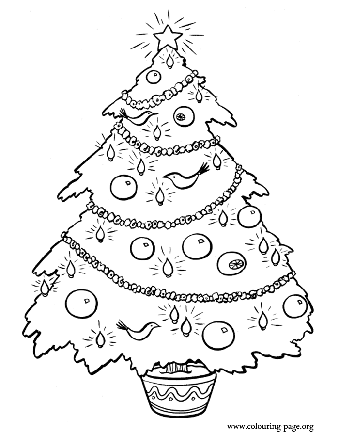 Decorated Christmas tree coloring page | CHRISTMAS!