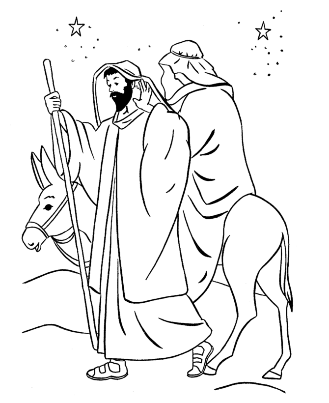 religious christmas bible coloring pages joseph and mary