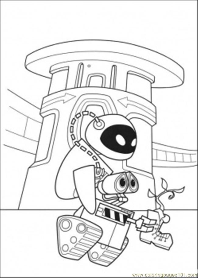 Coloring Pages Eva Wall E And Plant (Cartoons > Wall-E) - free