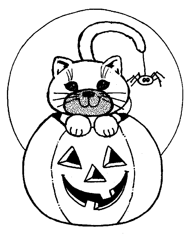 transmissionpress: Cat and Pumpkins Halloween Coloring Pages