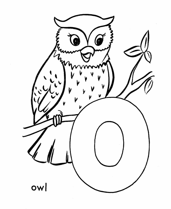ABC Alphabet Coloring Sheets - O is for Owl | HonkingDonkey