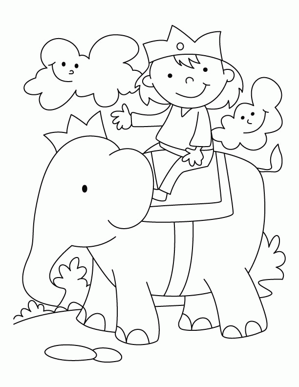 A boy riding an elephant coloring page | Download Free A boy