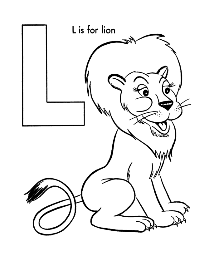 ABC Alphabet Coloring Sheets - ABC Lion - Animal coloring page