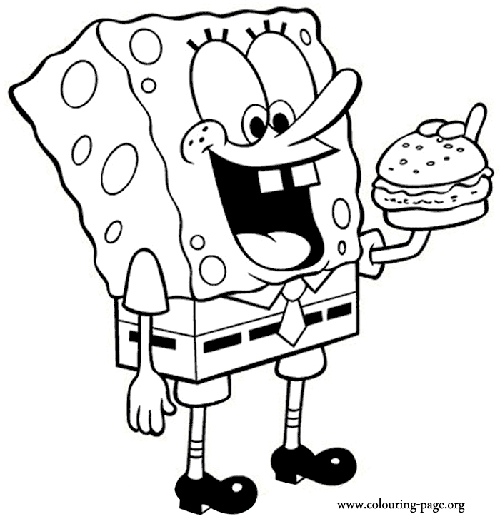 SpongeBob SquarePants - Spongebob eating a delicious hamburger ...