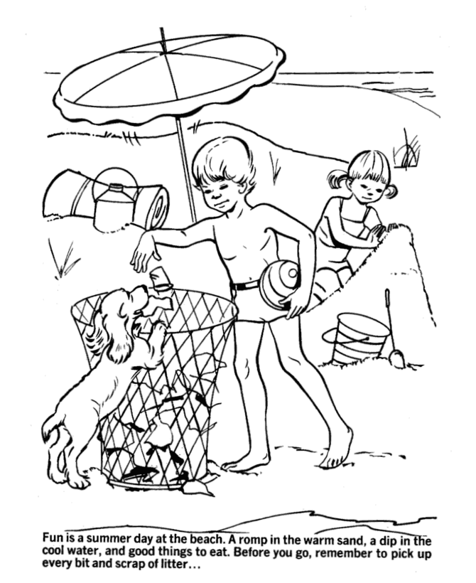 Earth Day Coloring Pages - Free Printable Beach environmental
