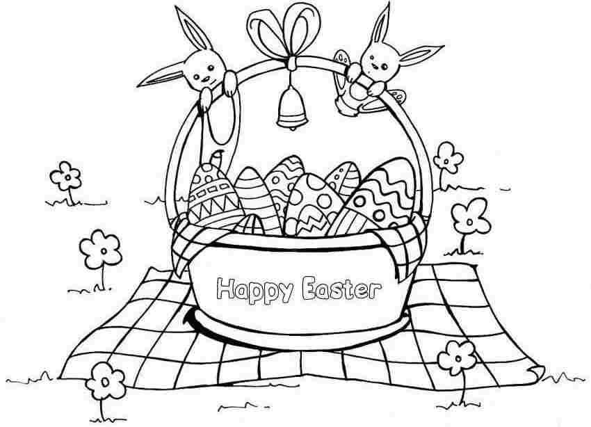 Printable Colouring Sheets Easter Basket For Kids & Girls 14820#