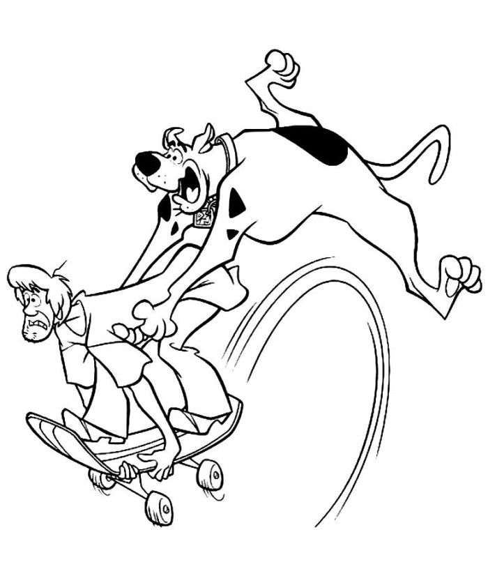 Shaggy On Skateboard With Scooby Scooby Doo Coloring Pages