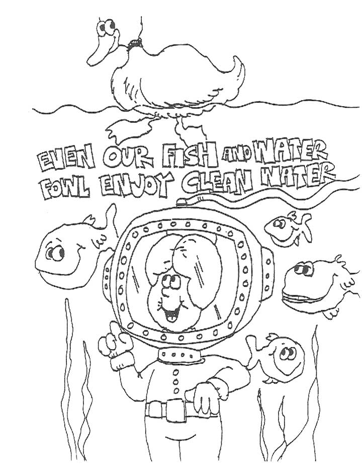 Fish Love Clean Water - Coloring Page for Kids - Free Printable
