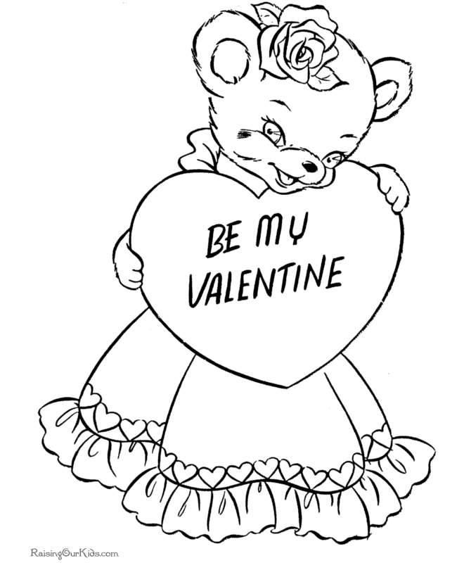 valentine day bear coloring pages