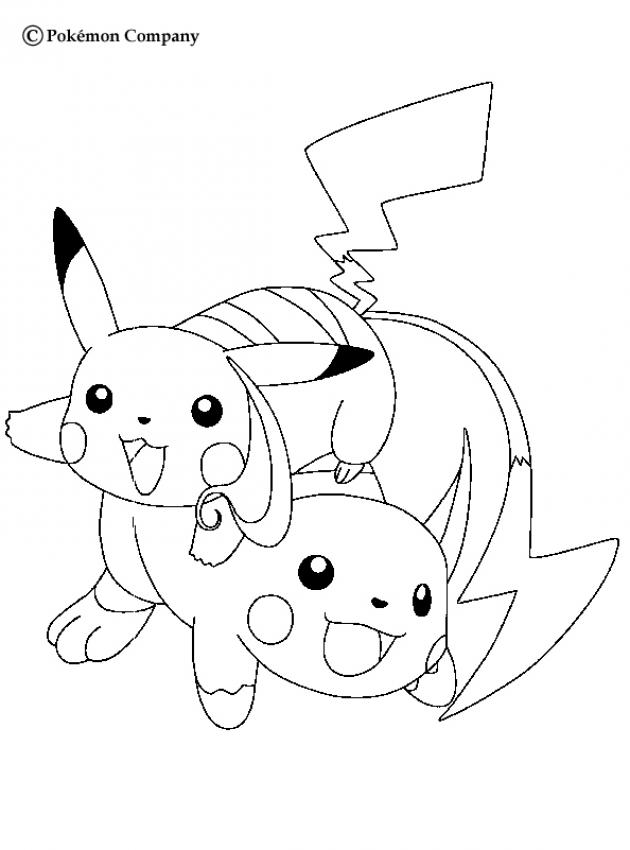 ELECTRIC POKEMON coloring pages - Raichu and Pikachu