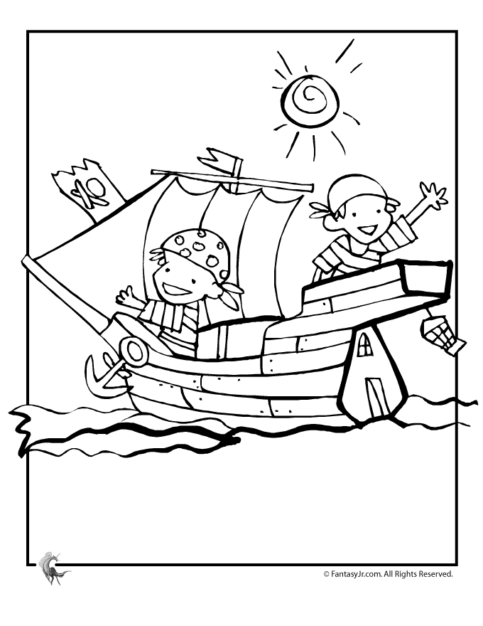 Pin Pirates Coloring Pages Cartoon Pirate Galleon Ship